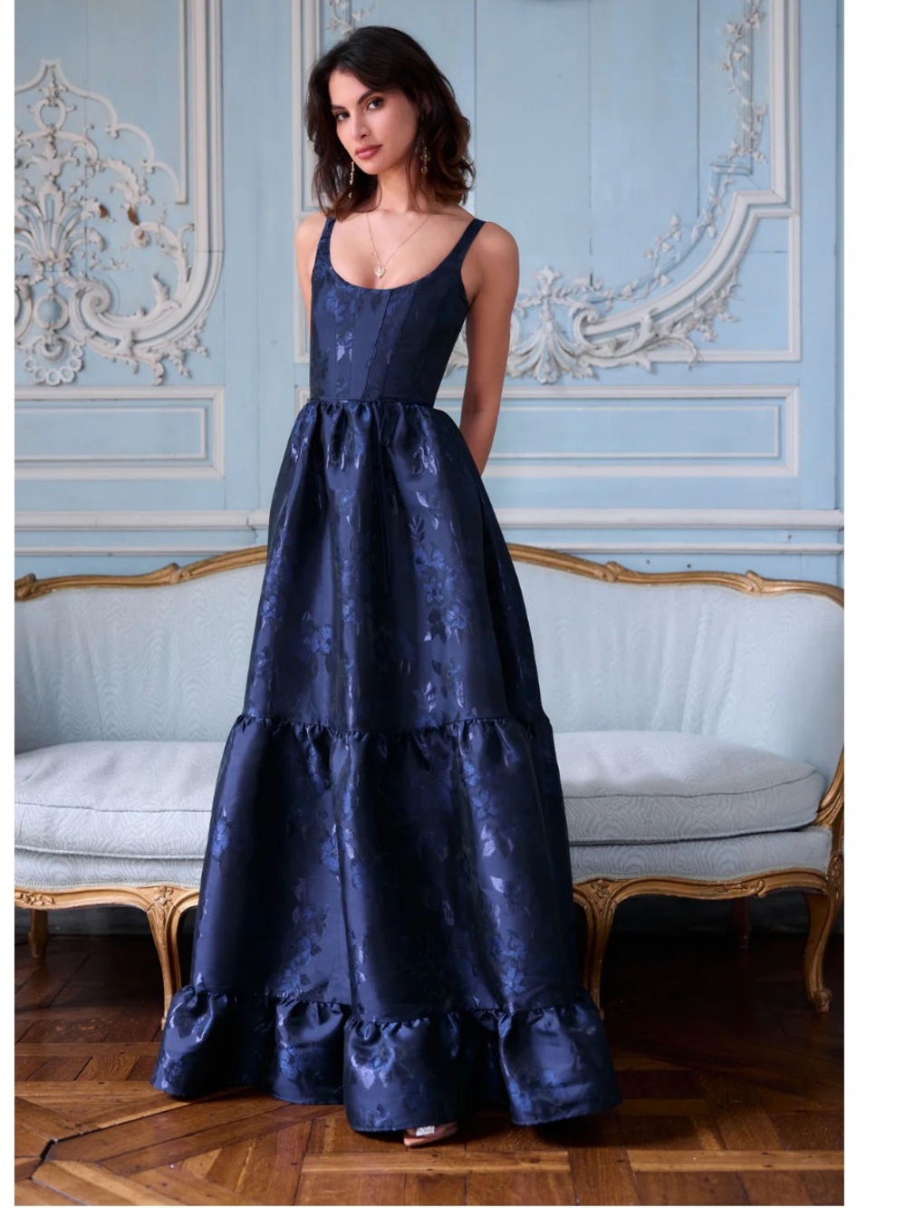V. Chapman Navy Baroque Avery Dress